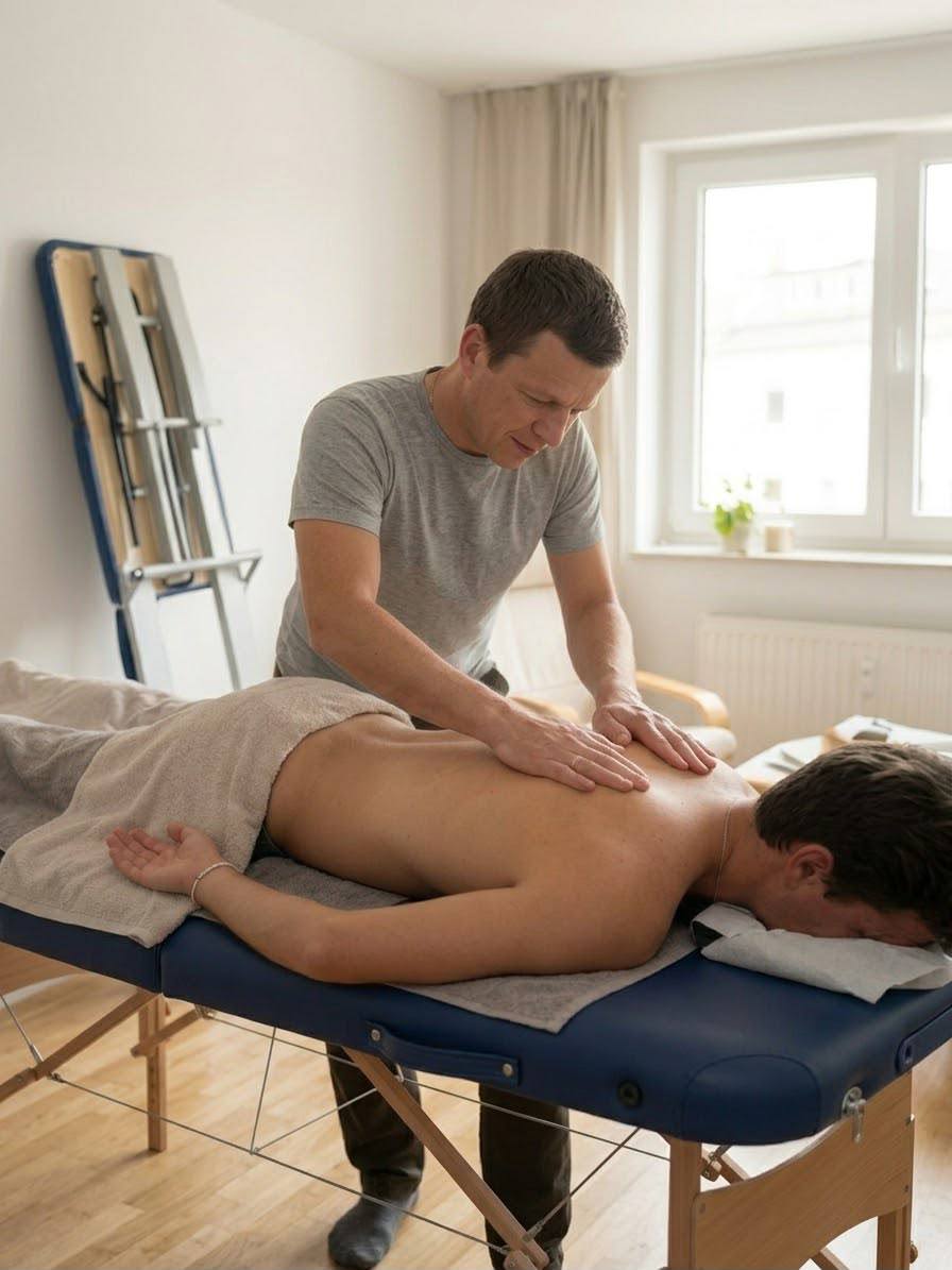 Rückenmassage bei einem Kunden zuhause
