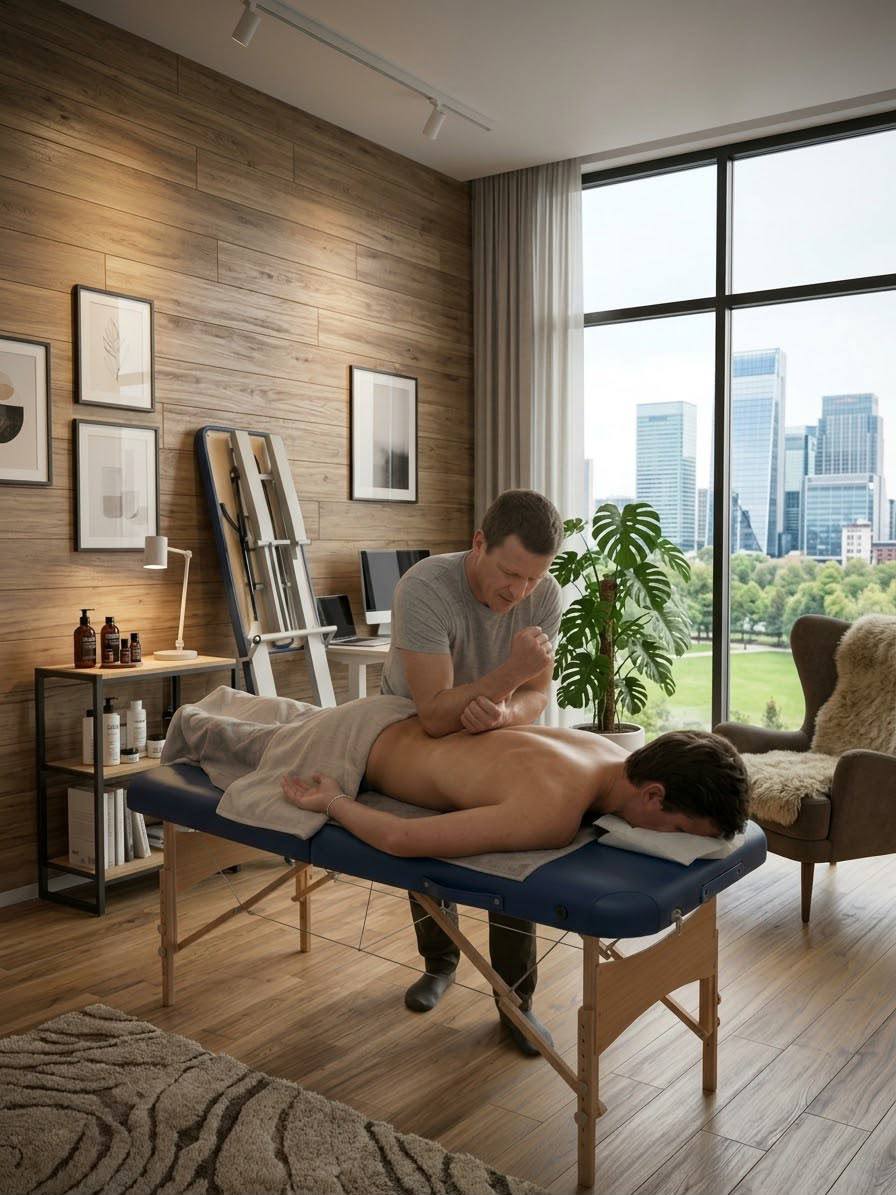 Mobile Massage auf der Massageliege